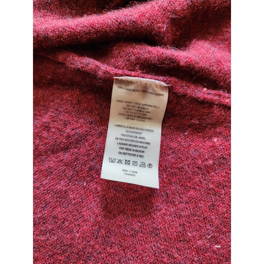 Margaret O'Leary 100% Cashmere Open Front Cardigan Burgundy Wine Pockets M - Picture 4 of 7
